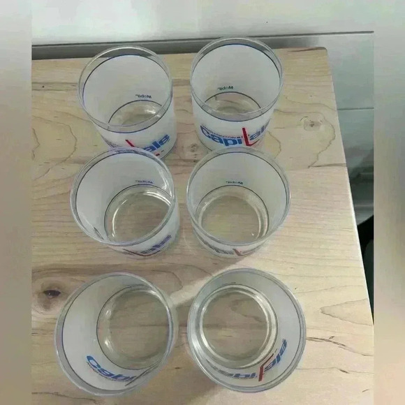 Washington Capitals Set of 6 Glasses NHL Hockey Mobil Oil Promotional Whiskey - Picture 2 of 5